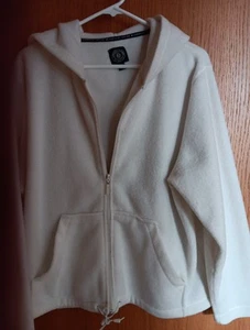 Carolyn Taylor Zip Up Fleece Hooded Jacket ~ Women Size XL~ White Hoodie/Pockets - Picture 1 of 16