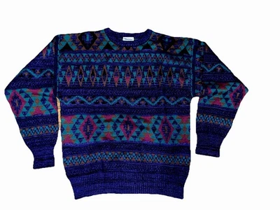 Suéter Vintage Años 80 90 Meister Abuelo Suéter Mezcla Lana Colorido Abstracto L Foto 1 de 4