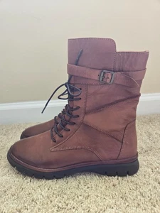 Miz Mooz Deklan Botas Mujer 38 Marrón Cuero Combate - Imagen 1 de 11