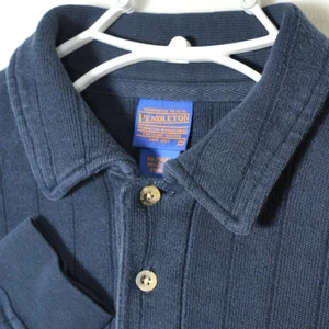 VIntage Pendleton 90s Pinstripe L/S Polo Shirt Soft Cotton Blue Mens Size Medium - Picture 1 of 8