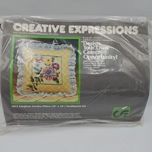 Creative Expressions Gingham Garden Pillow Needlepoint Kit 10" x 10" 3822 NOS - Picture 1 of 4
