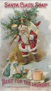 Antique Victorian Santa Claus Soap Fairbank Advertising Trade Card Laundry - Picture 1 of 3