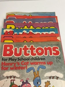8 x Buttons For Play School Children Vintage Comics Bundle 1983 Postman Pat M2 - Picture 1 of 4