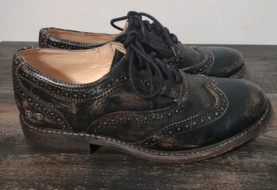 Bed Stu Lita Cobbler Distressed Black Leather Oxfords & Casual Shoes Size US 8.5 - Image 1 of 4