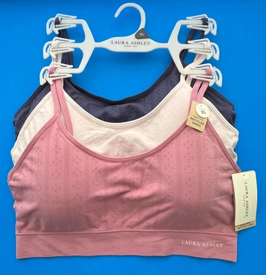 Laura Ashley 3 PK BRAS SIZE XL SUPER SOFT COMFORT SEAMLESS ~ Jacquard Knit NWT - Image 1 of 4
