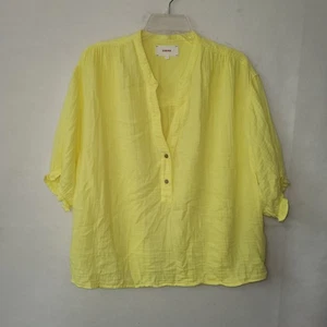 Xirena Women Top Size L Yellow Cotton Double Gauze Button Up Shirt Blouse Casual - Picture 1 of 11