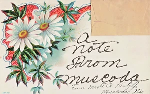 WI Muscoda Wisconsin-A Note from Muscoda-Greetings-Vintage 1909 Postcard (F5) - Picture 1 of 4