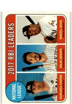 2018 TOPPS HERITAGE NL RBI LEADERS - GIACARLO STANTON NOLAN ARENADO MARCELL - Image 1 of 2