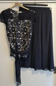 BNWOT Jacques Vert Suit Set Navy Skirt Top Wedding, Size 10-12 - Picture 1 of 10