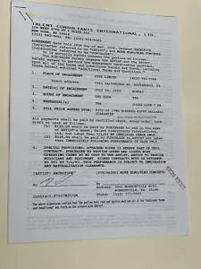 Sacrifice Concert Contract 1993 Pittsburgh PA - Picture 1 of 1