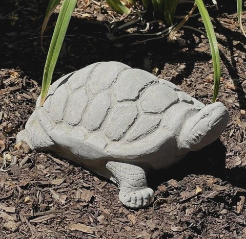 VINTAGE GRAY DESERT TORTOISE STATUE Cement Concrete Outdoor Garden Décor Turtle Cover