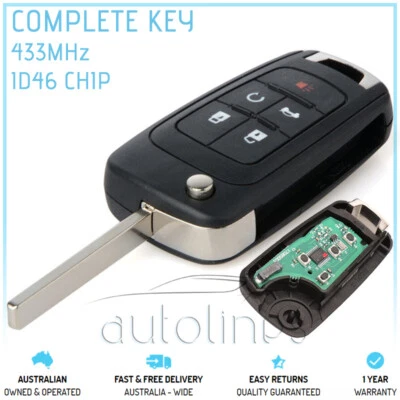 Fits HOLDEN COMMODORE VF 2013-2017 FOB 5 Button Remote Complete Key Transponder - image 1 of 4