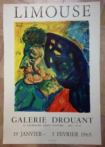 LIMOUSE AFFICHE LITHOGRAPHIEE ORIGINALE 1965 GALERIE DROUANT PARIS - Imagen 1 de 1