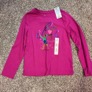 NEW Cat And Jack Gymnastic Girls Long Sleeve Shirt Size 8 Medium Magenta Purple - Picture 1 of 5