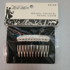 Bridal Hair Comb with Rhinestones and Pearl Detail Hair Jewelry Wedding Prom - Picture 1 of 5