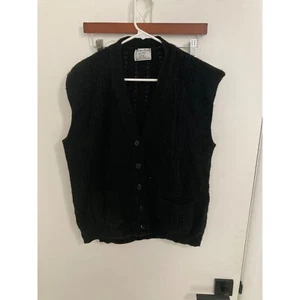 College Point Women's Vintage Button Up Vest, Black, One Size - Picture 1 of 2