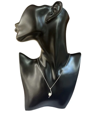 collana ciondolo donna ragazza oro bianco 750 18 kt perla bianca zirconi - Immagine 1 di 3