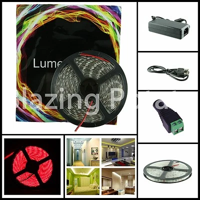 LW 5M 5630 IP65 Waterproof Flexible 300 LED Strip Lights Kit -White PCB- Red - Image 1 of 4