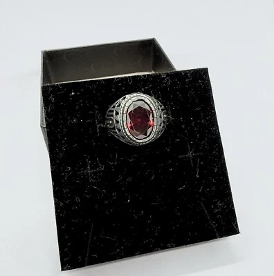 925 Sterling Silver Red Zircon Gemstone Ring for Men - Imagem 1 de 4