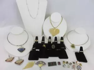 40pc Lot Rings Necklaces Pendants Slides Pins w/Some Sterling Silver Gold-Filled - Picture 1 of 24