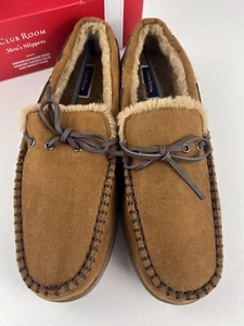 Club Room Men's Moccasin Slippers shoes tan small 6 / 7 indoor outdoor - Picture 1 of 6