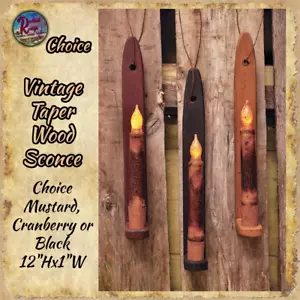 Rustic Wood Wall Sconce Assorted Colors for Taper Candle Primitive Decor 12"H - Picture 1 of 8