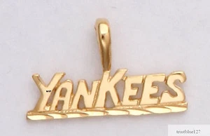 New York Yankees Necklace Pendant Charm Real 24K Yellow Gold Plated  Fan Jewelry - Picture 1 of 2