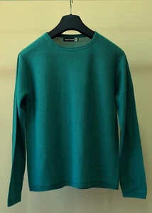 Women's round neck sweater, 100% Baby Alpaca, Surfie Green color, Large Size - Picture 1 of 3