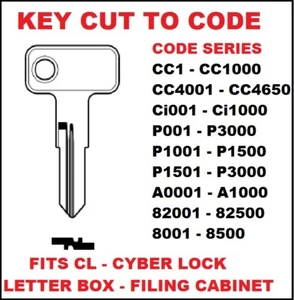 Key cut to Code Number For CYBERLOCK Meroni & Endurance CC Series Filing Cabinet - Picture 1 of 2