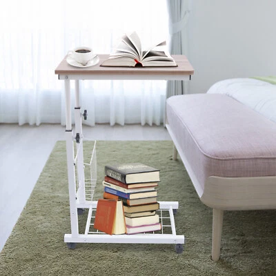 Adjustable Sofa Side Table C-Shaped End Table Laptop Holder Rolling Desk - Image 1 of 4