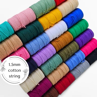 1.5 mm cotton string warp thread thin twine weaving cord, fibre art yarn crochet - image 1 of 4