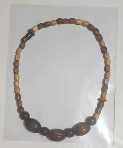 Fashion Necklace African Wood Bead Necklace - Brown & Beige - NEW!! - Picture 1 of 6
