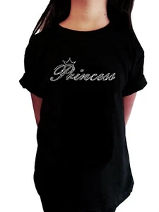 Girls Rhinestone T-Shirt " Crystal Princess " in All Sizes - Picture 1 of 2