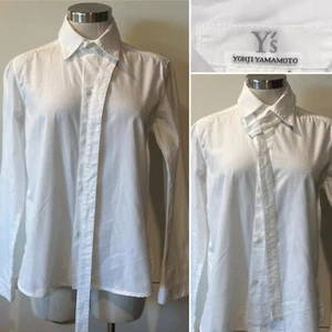 Yohji Yamamoto Y's Japan White 100% Cotton  Tie Neck Button Thru Shirt, Blouse M - Picture 1 of 20