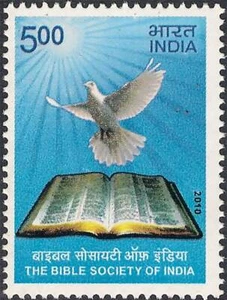 Estampilla de paloma del cristianismo de la Sociedad Bíblica de la India 2010 - Imagen 1 de 2