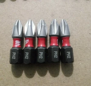 5x neue Milwaukee Shockwave 1" PH2 #2 Kreuzschlitz Schlagschrauber-Bits  - Bild 1 von 1