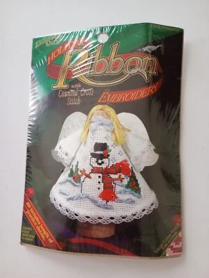 Novo Kit de Bordado de Fita de Férias Boneco de Neve Grampo de Roupa Anjo Ponto Cruz 1753  - Imagem 1 de 4