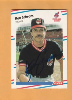 Ken Schrom Cleveland Indians AUTO Signed 1988 Fleer Grangeville Idaho 1N - Image 1 of 2