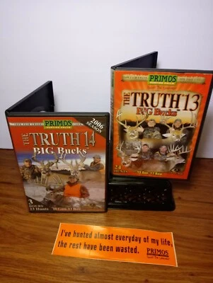 ⭐ THE TRUTH 13&14: BIG BUCKS DVD HUNTING PRIMOS. Bumper sticker !⭐ - Image 1 of 3