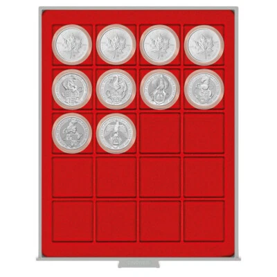 LINDNER Münzbox 2120 mit 20 quadrat. Vertiefungen f. Münzen bis max. Ø 47 mm