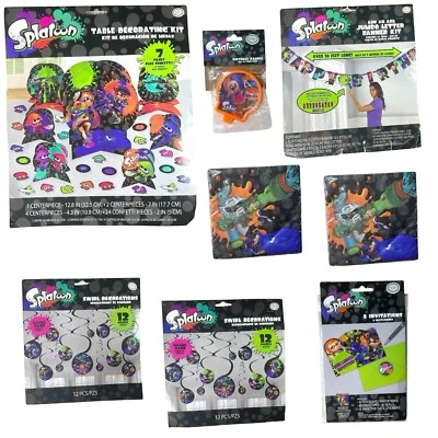 Nintendo Splatoon Cumpleaños Fiesta Kit Suministros Decoración Lote de 8 Foto 1 de 4