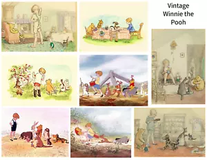 Juego de 8 pegatinas de elaboración de collage vintage de Winnie the Pooh - ¡Solo corta y usa! - Imagen 1 de 1