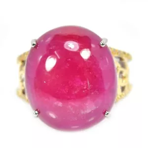 925 STERLING SILVER NATURAL PINK RED RUBY OVAL 17X20 MM. & RING SIZE 8.5 - Picture 1 of 8