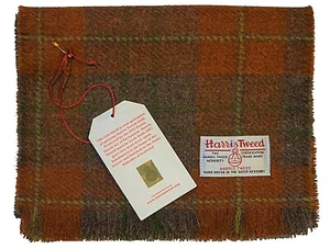 Harris Tweed Pure Wool Luxury Men Womens Fringed Scarf 150cm  Rust - Picture 1 of 1