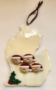 Michigan (The Mitten) Ornament with Family of 4 ~ Free Shipping! - Picture 1 of 2