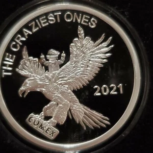 Escudo de plata 1 OZ .999 a prueba The Craziest Ones Wall Street Silver Squeeze Comex - Imagen 1 de 9