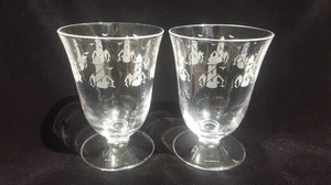 2 Lenox Crystal Lighthouse Footed Etched Tall Sherbet Glasses, Italy #0943959 - Picture 1 of 5