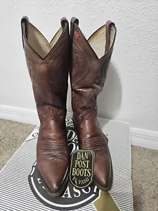 DAN POST, HERREN ANTIK HELLBRAUN LEDER BRUSHOFF RINDSLEDER COWBOY STIEFEL, GRÖSSE 7 1/2D - Bild 1 von 15