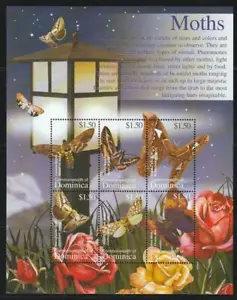 DOMINICA INSECTS BUTTERFLIES STAMPS 2002 MOTHS SS MNH - IB476 - Picture 1 of 1