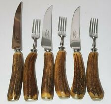 6 Original Buck & Ryan Vintage Hirsch Horn behandelt Steak Messer & Gabeln